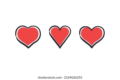 Hand drawn hearts collection. Set of heart illustrations. Valentine's day design. Love and care design elements.