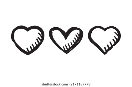 Hand drawn hearts collection. Set of heart illustrations. Valentine's day design. Love and care design elements.