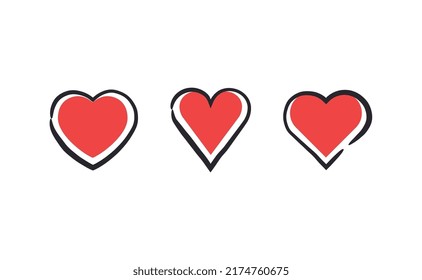 Hand drawn hearts collection. Set of heart illustrations. Valentine's day design. Love and care design elements.