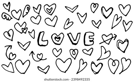 Hand drawn hearts , Decoration Material  