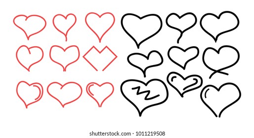 Hand drawn hearts. Design elements for Valentine's day.