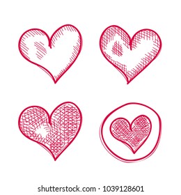 Hand drawn hearts. Design elements, love