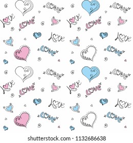 Hand drawn hearts. Design elements for Valentine's day.
