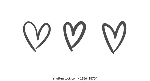 Hand drawn hearts, design elements, symbol of love