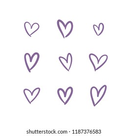 Hand drawn hearts, design elements, symbol of love