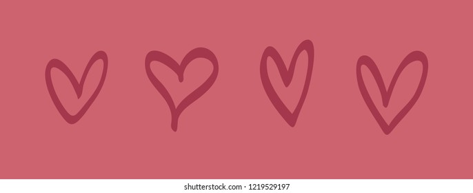 Hand drawn hearts. Design elements for Valentine's day