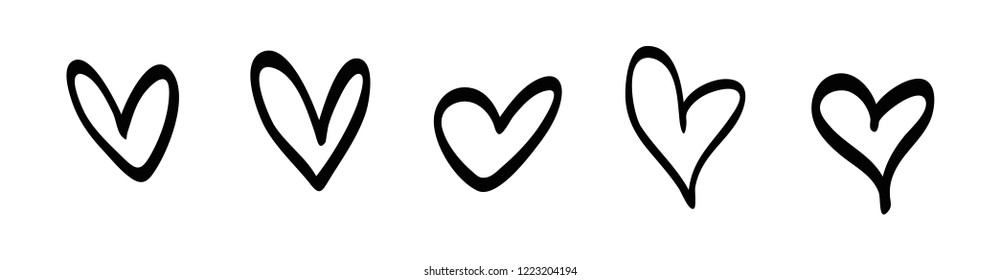 Hand drawn hearts. Design elements for Valentine's day