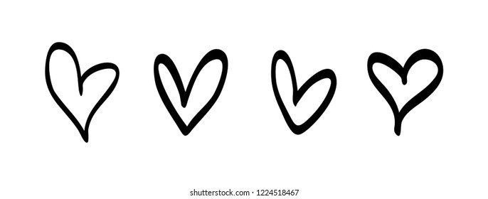 Hand drawn hearts. Design elements for Valentine's day
