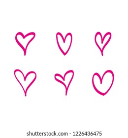 Hand drawn hearts. Design elements for Valentine's day.