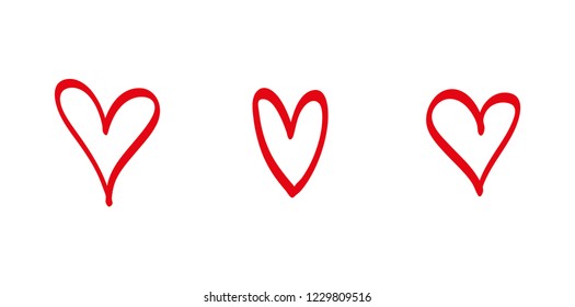 Hand drawn hearts. Design elements for Valentine's day.