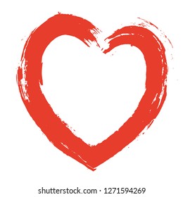 Hand drawn hearts. Design elements for Valentine's day. Heart shape vector, love illustration, graphic icon, red doodle background.