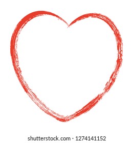 Hand drawn hearts. Design elements for Valentine's day. Heart shape vector, love illustration, graphic icon, red doodle background.