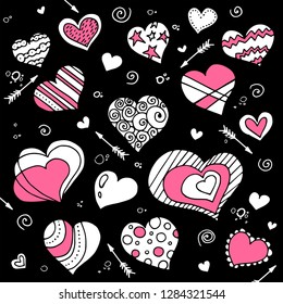Hand drawn hearts. Design elements for Valentine's day.
