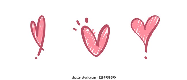Hand drawn hearts. Design elements for Valentine's day