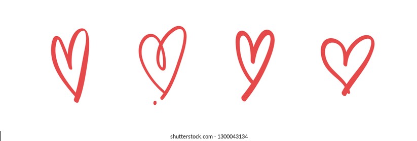 Hand drawn hearts. Design elements for Valentine's day