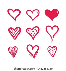 Hand drawn hearts. Design elements for Valentine s day.