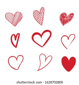 Hand drawn hearts. Design elements for Valentine's day.