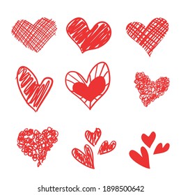 Hand drawn hearts. Design elements for Valentine's day.