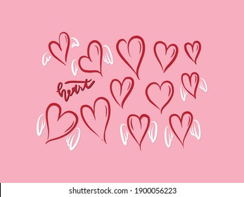 Hand drawn hearts. Design elements for Valentine's day. Handdrawn rough marker hearts isolated on white background. Vector illustration for your graphic design
