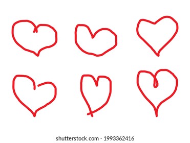 Handgezeichnete Herzen. Gestaltungselemente für Valentinstag.