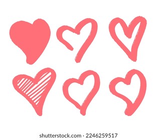 Handgezeichnete Herzen. Gestaltungselemente für Valentinstag.
