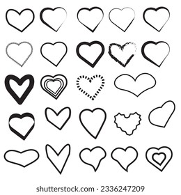 Hand drawn hearts. Design elements for Valentine's day