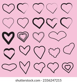 Hand drawn hearts. Design elements for Valentine's day