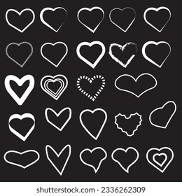 Hand drawn hearts. Design elements for Valentine's day