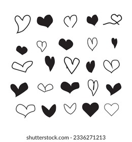 Hand drawn hearts. Design elements for Valentine's day