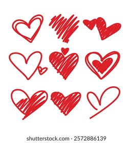 Hand drawn hearts. Design elements for Valentine's day.