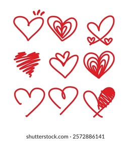 Hand drawn hearts. Design elements for Valentine's day.
