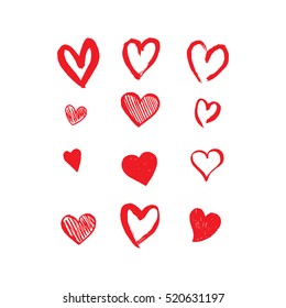 Hand drawn hearts  Design elements for Valentine's day 