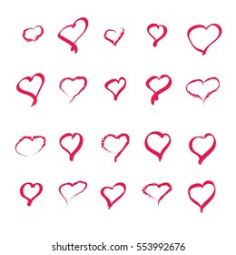 Hand drawn hearts. Design elements for Valentine's day. White background. Vector illustration.