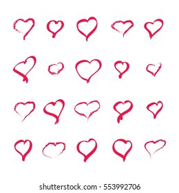 Hand drawn hearts. Design elements for Valentine's day. White background. Vector illustration.