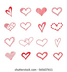 Hand drawn hearts. Design elements for Valentine's day