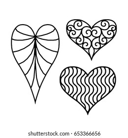Hand drawn hearts. Design elements for Valentine s day.