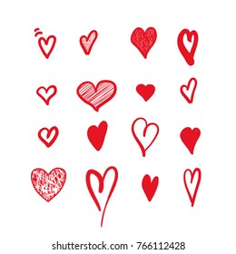 Hand drawn hearts. Design elements for Valentine's day.