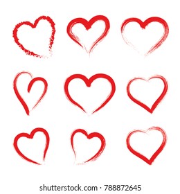 Hand drawn hearts. Design elements for Valentine's day - stock vector.