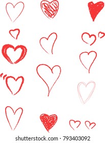 Hand drawn hearts. Design elements for Valentine's day.