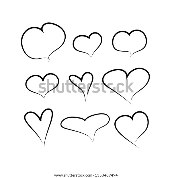 Hand Drawn Hearts Different Shapes Set Stock Vector Royalty Free 1353489494 Shutterstock 2880