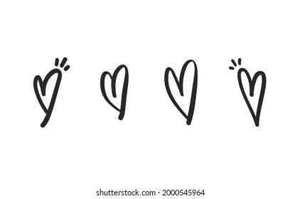 Hand drawn hearts doodle collection. Valentine's day romance illustration set.
