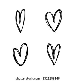 Hand drawn hearts, doodle love vector illustrations