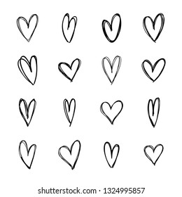 Hand drawn hearts, doodle love vector illustrations