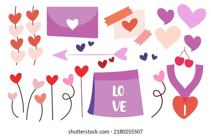 Hand drawn hearts doodles set vector