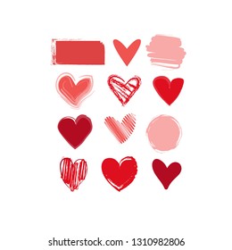 	
Hand drawn hearts and empty labels. Design elements for Valentine's day.