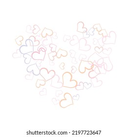 Hand drawn hearts. Flat illustration of wedding love. Valentine Day. Vector illustration