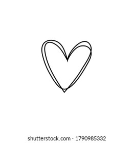 Hand drawn hearts. Handdrawn rough heart marker isolated on white background. Vector illustration