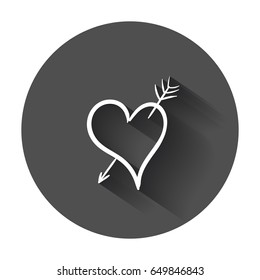 Hand drawn hearts icon. Love vector illustration with long shadow.