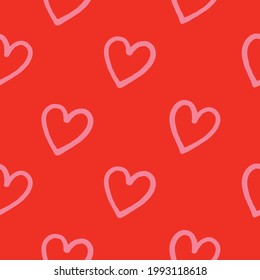 Hand drawn hearts illustration. Vector seamless pattern
