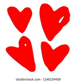 Hand drawn hearts isolated on white background. Vector heart. 

